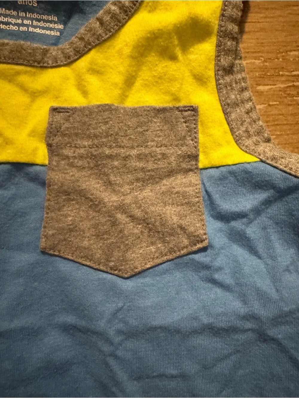 Carter's Light Blue and Yellow Sleeveless Tank with Gray Pocket